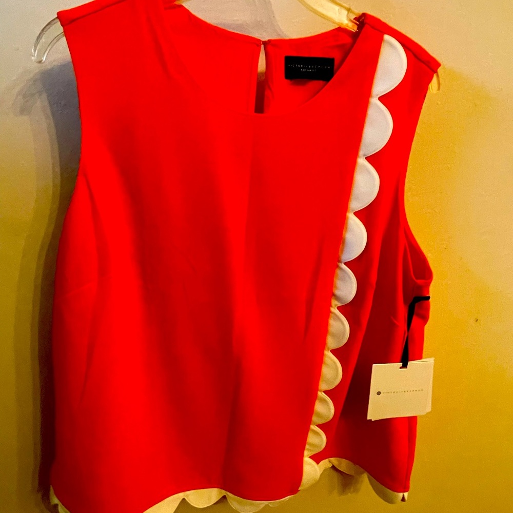 Victoria Beckham Orange and white top with scallops